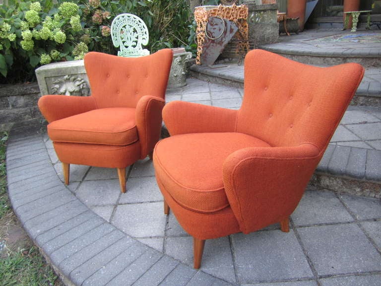 Mid-Century Modern Magnificent Pair of Ernst Schwadron Club Chairs Mid-century Modern