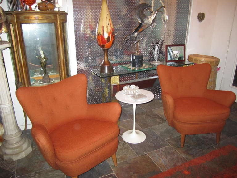 Magnificent Pair of Ernst Schwadron Club Chairs Mid-century Modern 2