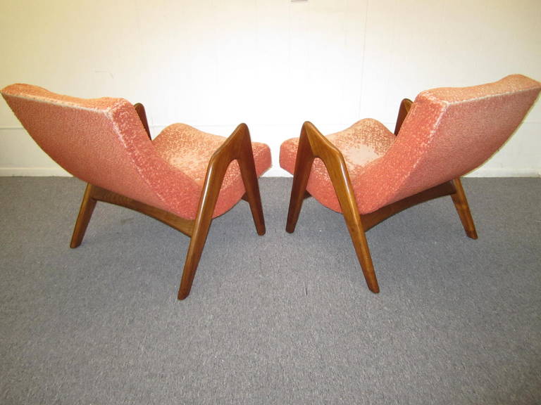 Mid-Century Modern Excellent Pair of Adrian Pearsall Sculptural Walnut Lounge Chairs, Mid-Century