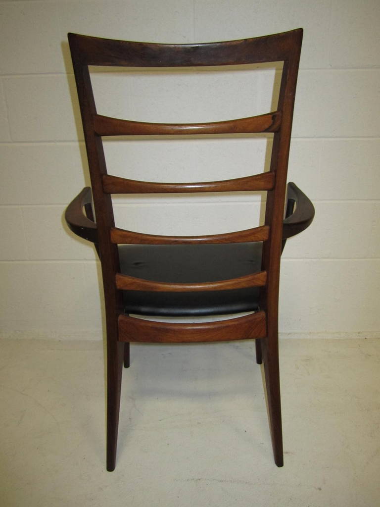 Faux Leather Set of Eight Solid Rosewood Koefoeds Hornslet Dining Chairs, Danish Modern For Sale