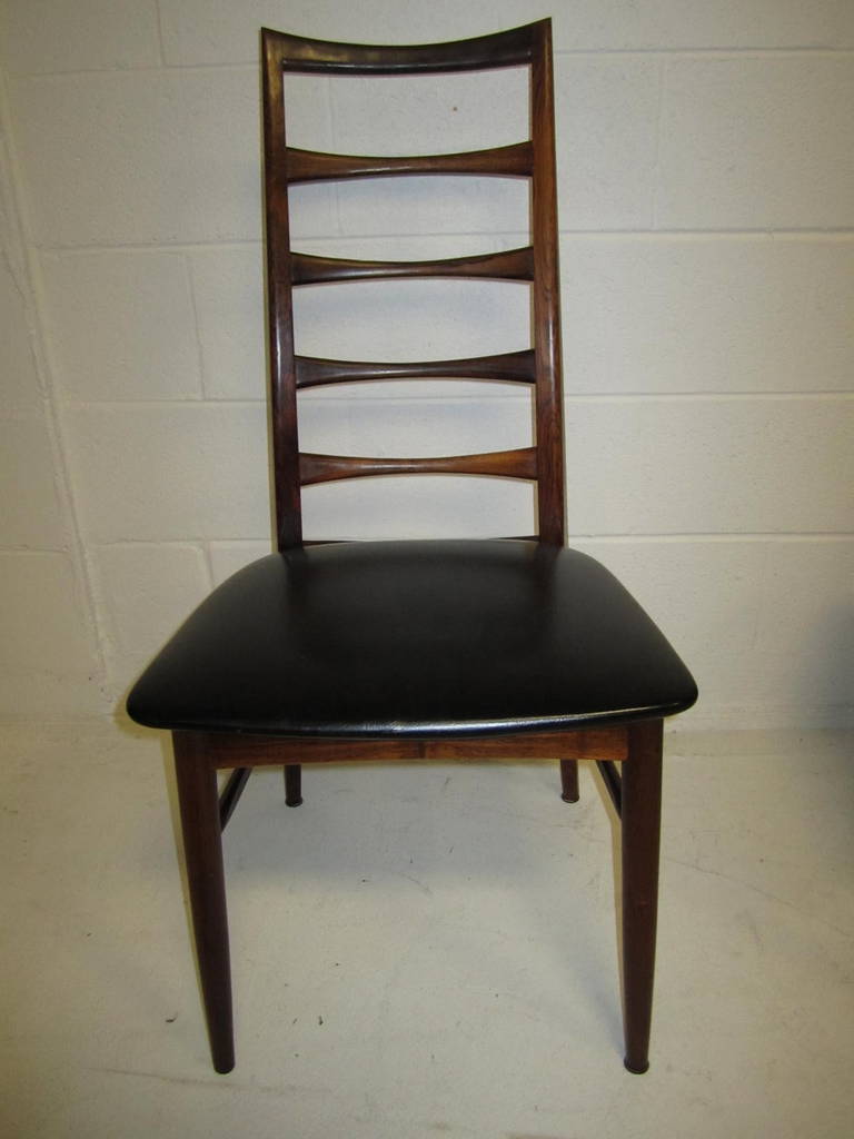 Set of Eight Solid Rosewood Koefoeds Hornslet Dining Chairs, Danish Modern In Good Condition For Sale In Pemberton, NJ
