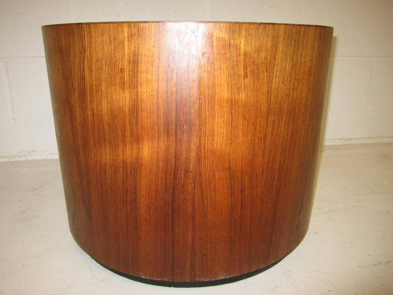 Scandinavian Modern Lovely Danish, Mid-Century Modern Rosewood Cylinder Table