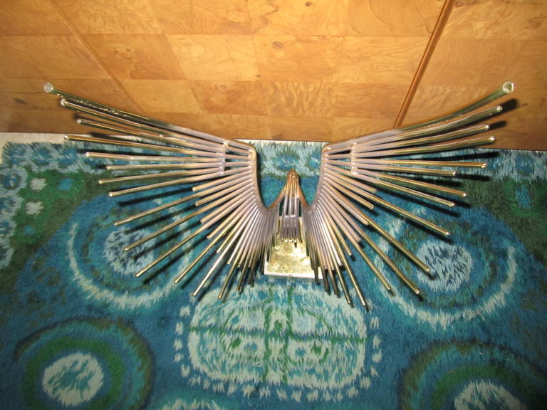 Mid-Century Modern, C Jere Flying Eagle Sculpture on Marble Base 1
