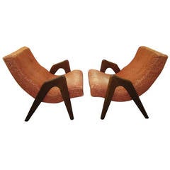 Excellent Pair of Adrian Pearsall Sculptural Walnut Lounge Chairs, Mid-Century