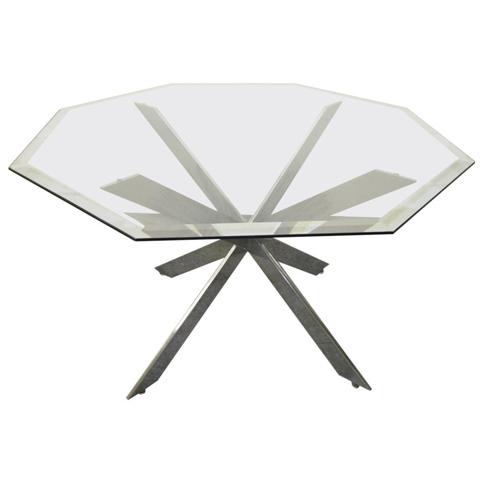 Outstanding Pace Collection Chrome Star Base, Mid-Century Modern Dining Table