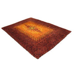 Vibrant and Large Orange Swedish Rya Rug, Mid-Century Modern