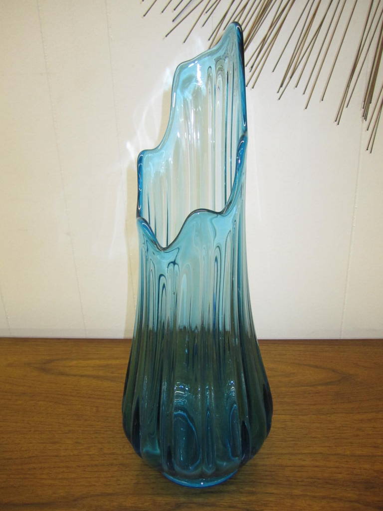 American Colorful Mid-Century Modern Large Viking Art Glass Vase