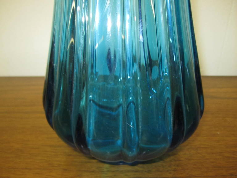 Colorful Turquoise Blue Mid-Century Modern Large Viking Art Glass Vase 2