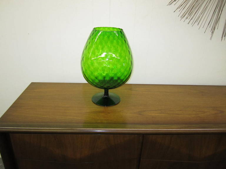 Mid-20th Century Large-Scale Viking Art Green Glass Brandy Snifter