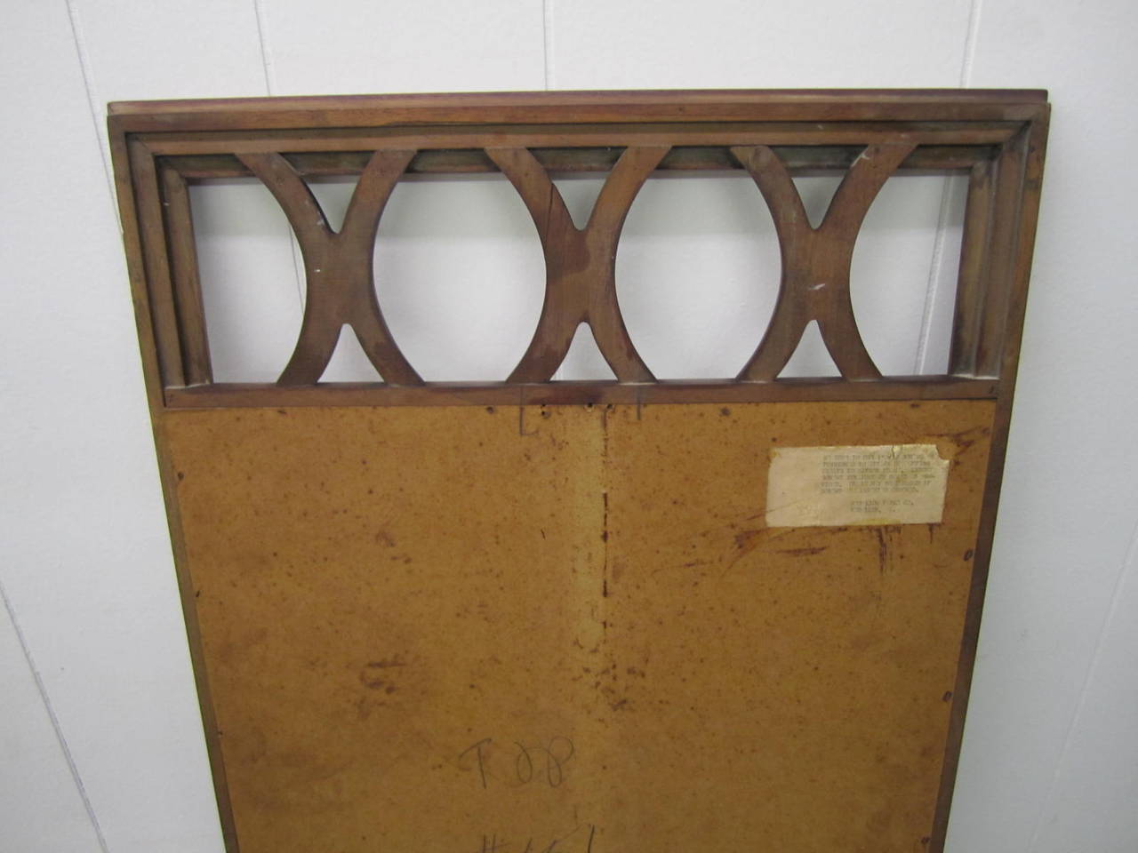 Handsome Pair of Lattice Top Walnut Mirrors American Mid-Century Modern For Sale 1