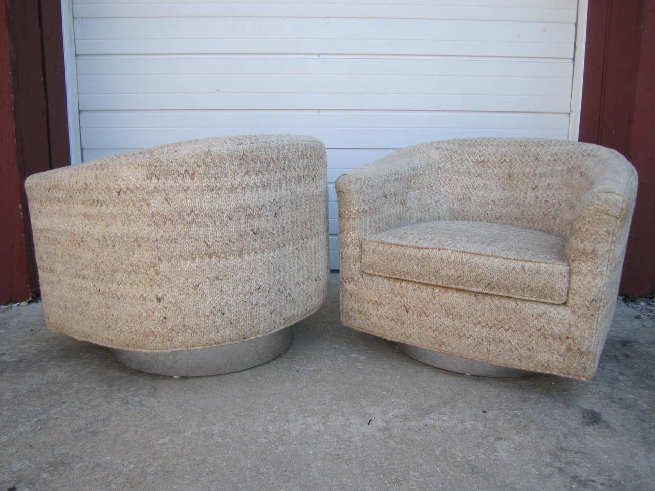 Pair Milo Baughman style Swivel Rocker Chairs Mid-century Modern 1