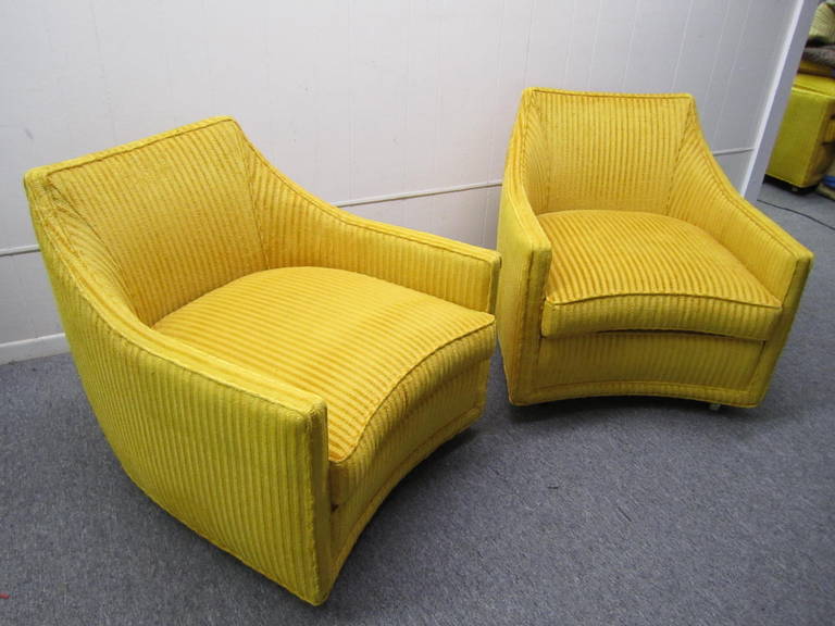 Excellent Pair of Harvey Probber Style Swivel Lounge Chairs Mid-Century Modern 4