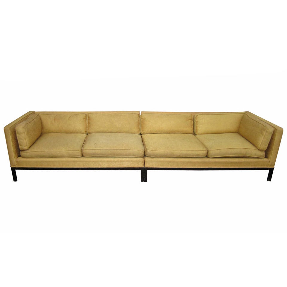 Fabulous 2-Piece Edward Wormley Dunbar Long Low Mid-Century Sofa For Sale