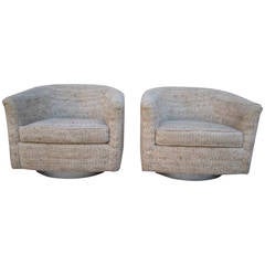 Pair Milo Baughman style Swivel Rocker Chairs Mid-century Modern