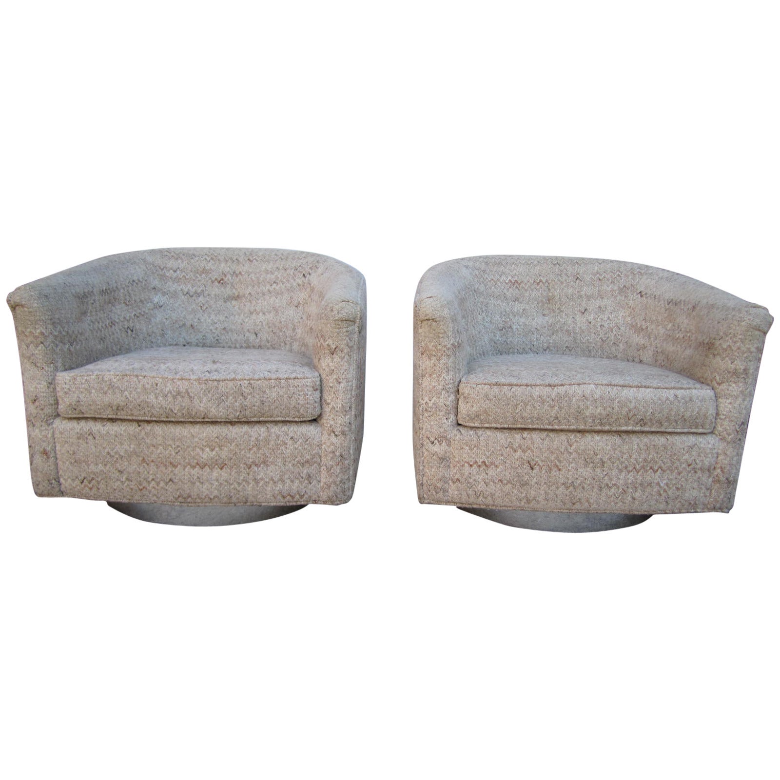 Pair Milo Baughman style Swivel Rocker Chairs Mid-century Modern