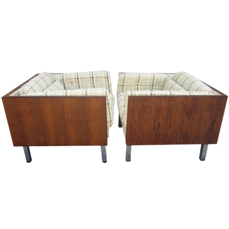Pair Danish Modern Rosewood Jydsk Mobelvaerk Cube Chairs