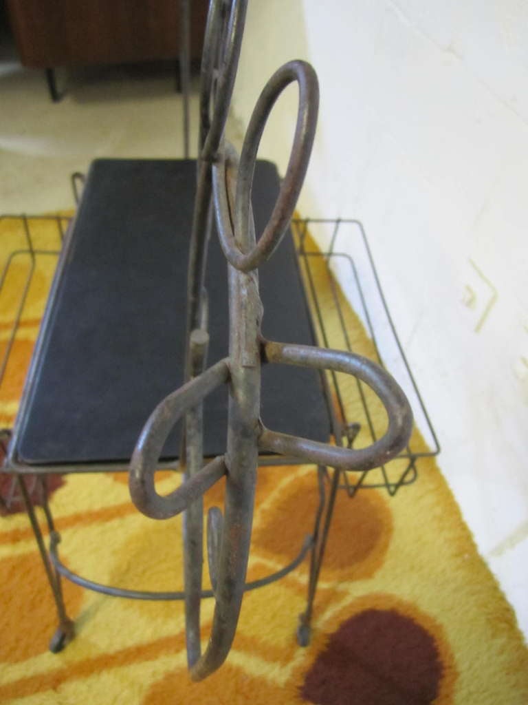 Iron Whimsical Horse Rolling Serving Bar Cart by Frederick Weinberg For Sale