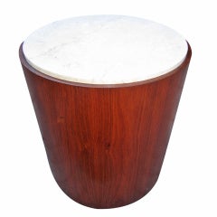 Excellent Probber Style Walnut Cylinder, Marble-Top Drum Table