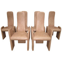Six Unusual Saporiti Style High-Back Dining Chairs Mid-Century Modern