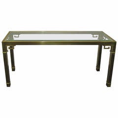 Large Mastercraft Solid Brass Console Sofa Table Mid-Century Modern