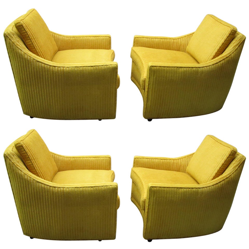 Excellent Pair of Harvey Probber Style Swivel Lounge Chairs Mid-Century Modern