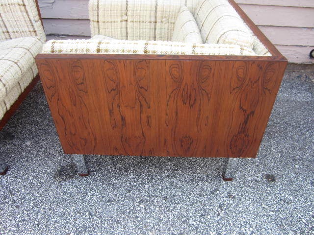 Pair Danish Modern Rosewood Jydsk Mobelvaerk Cube Chairs 1