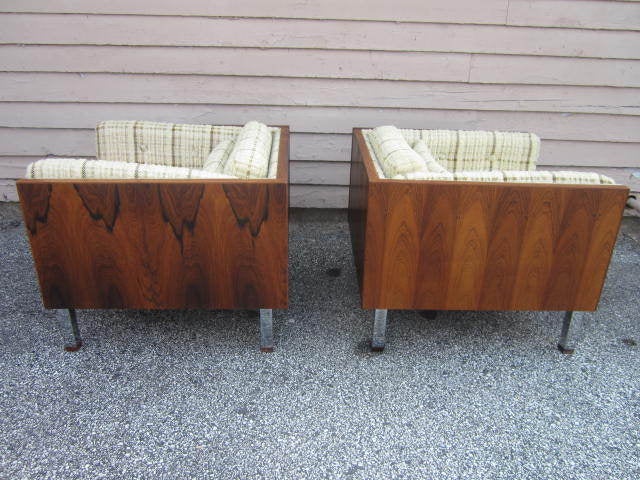 Pair Danish Modern Rosewood Jydsk Mobelvaerk Cube Chairs 6