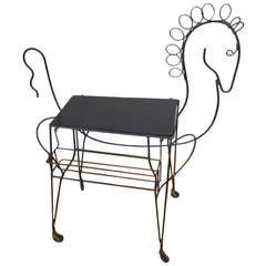 Vintage Whimsical Horse Rolling Serving Bar Cart by Frederick Weinberg