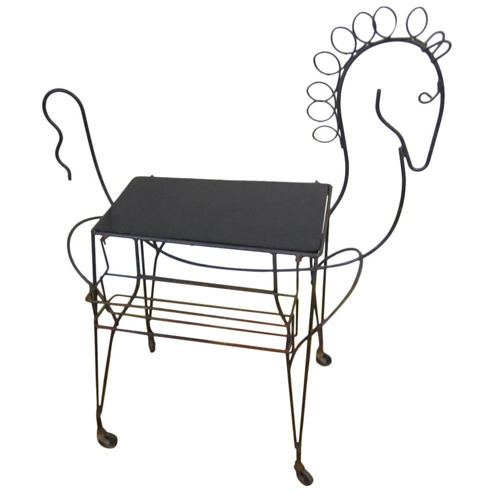 Whimsical Horse Rolling Serving Bar Cart by Frederick Weinberg For Sale