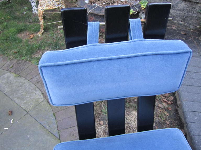 Set of Six Harvey Probber Ebonized X-Base Dining Chairs, Mid-Century Modern In Good Condition For Sale In Pemberton, NJ