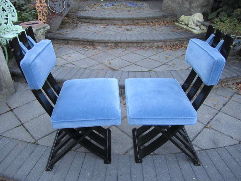 Harvey Probber ensemble de six chaises de salle à manger à base en X ébénisée, mi-siècle moderne en vente 2