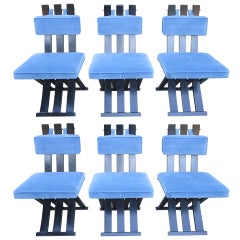 Set of Six Harvey Probber Ebonized X-Base Dining Chairs, Mid-Century Modern