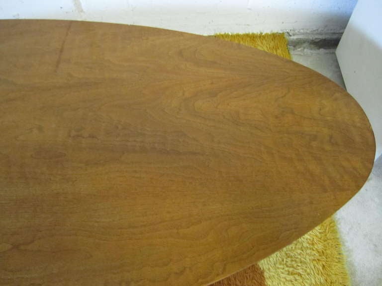 American Unusual Large Surfboard Top Double Pedestal Coffee Table Mid-century Modern For Sale