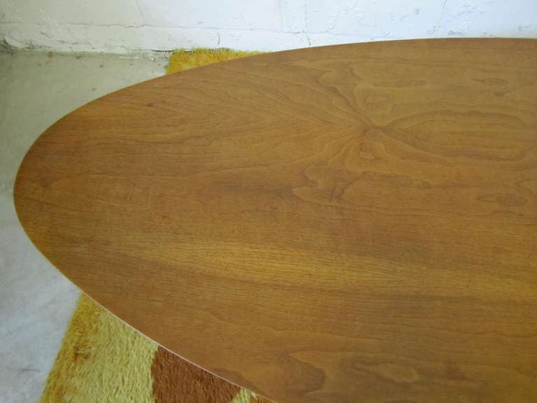 Mid-20th Century Unusual Large Surfboard Top Double Pedestal Coffee Table Mid-century Modern For Sale