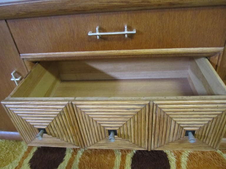 Fabulous Paul Frankl Style Rattan Front Cerused Credenza 3