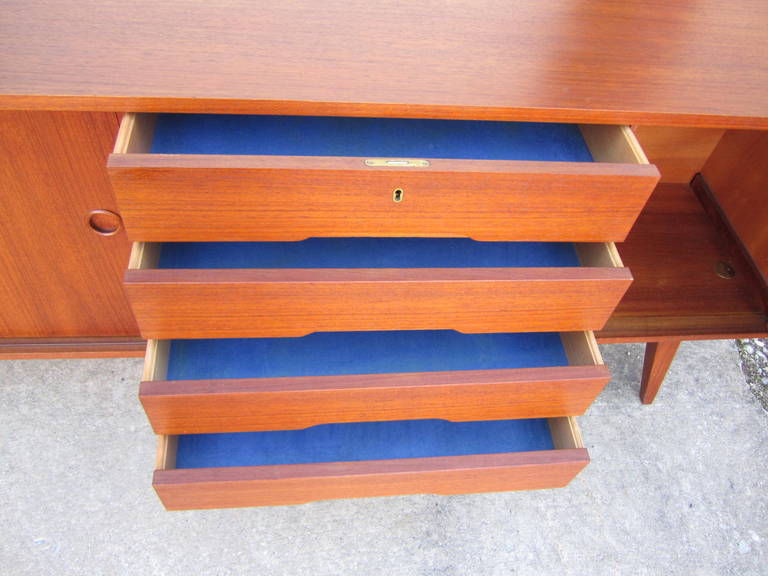 Scandinavian Modern Lovely Mid-century Danish Modern Teak Credenza Sliding Doors Drawers