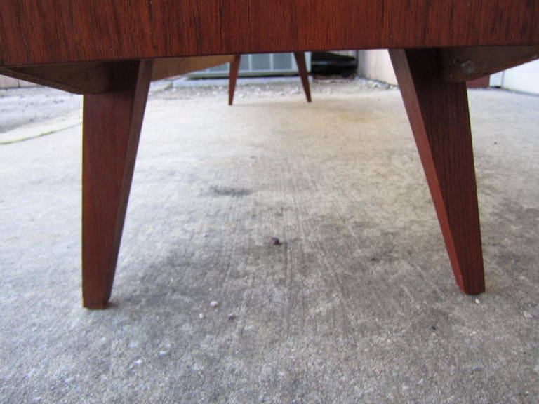 Lovely Mid-century Danish Modern Teak Credenza Sliding Doors Drawers 2