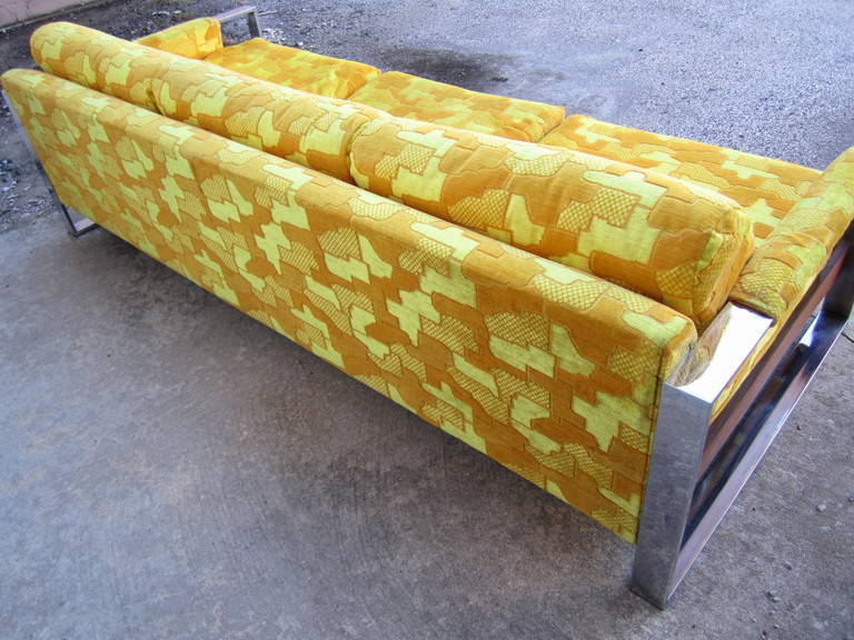 American Gorgeous Wide Chrome Band Sofa Mid-century Modern For Sale