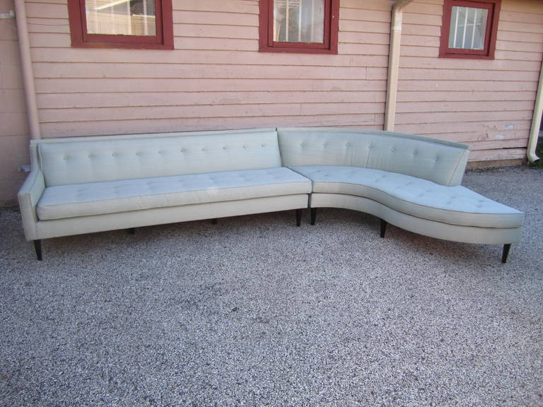 American Stunning 2 piece Harvey Probber style Serpentine Sofa Mid-century Modern