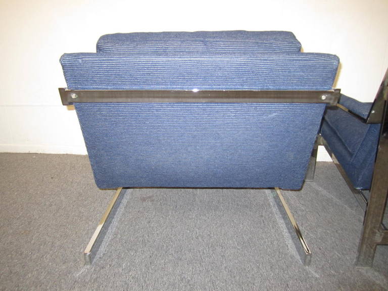 Milo Baughman-Sessel im Stil von Milo Baughman, nicht aufeinander abgestimmte, verchromte Loungesessel im Zustand „Gut“ im Angebot in Pemberton, NJ