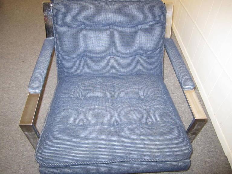 Milo Baughman-Sessel im Stil von Milo Baughman, nicht aufeinander abgestimmte, verchromte Loungesessel (Chrom) im Angebot