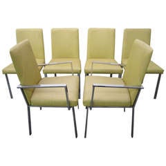 Gorgeous Set of 6 Milo Baughman Style Chrome Dining Chairs Mid-century Modern