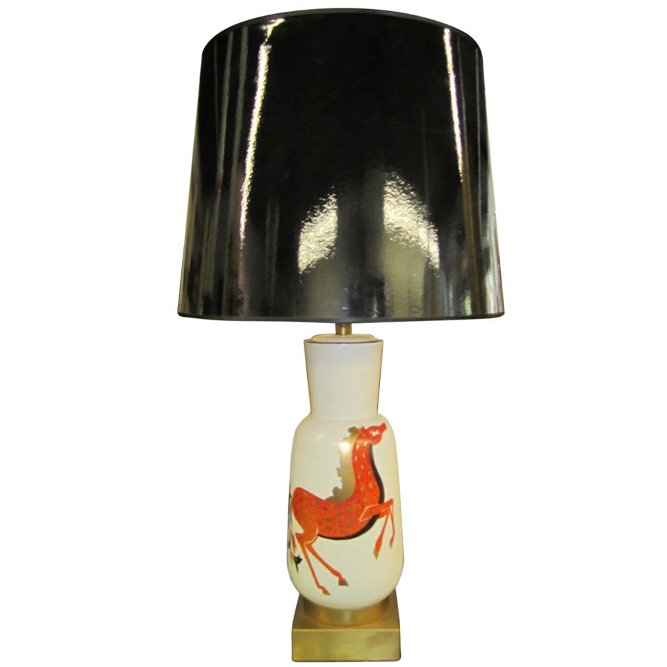 Whimsical Italian Hand Painted Horse Lamp Zaccagnini Marbro Mid-century Modern For Sale