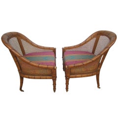 Vintage Lovely Pair of Widdicomb Caned Scoop Chairs Hollywood Regency