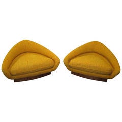 Extremely Rare Pair of Triangular Shaped Vladimir Kagan Style Lounge Chairs