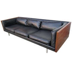 Vintage Wonderful Long Low Milo Baughman Walnut Sofa Mid-century Modern