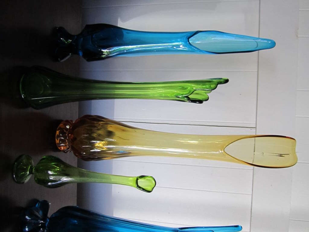 Mid-20th Century Fabulous Collection of 9 Colorful Viking Glass Vases Mid-Century Modern