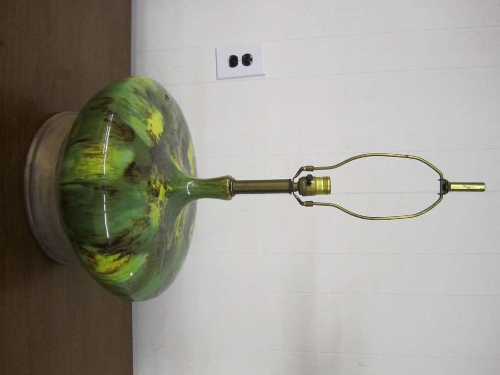 Stunning Huge Squatty Drip Glaze Lamp Mid-century Danish Modern 1