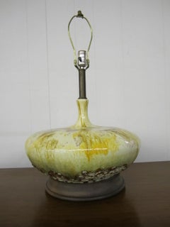 Huge Squatty Drip Glaze Lamp Mid-century Danish Modern