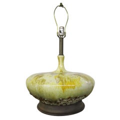 Huge Squatty Drip Glaze Lamp Mid-century Danish Modern 12